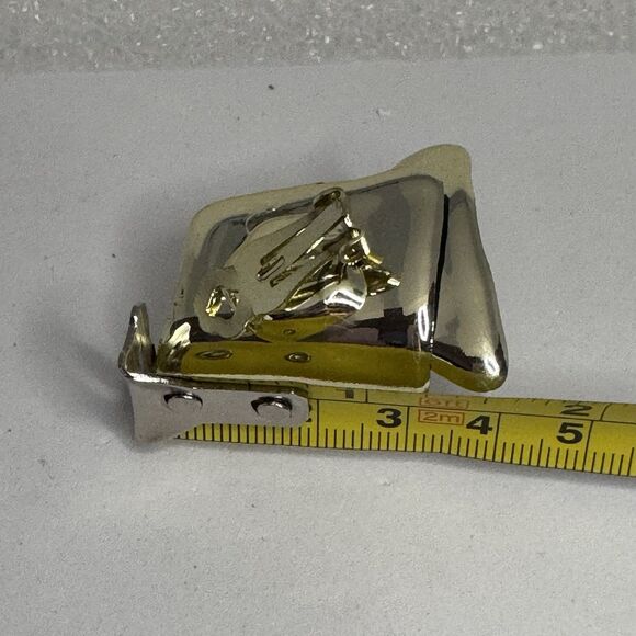 Vintage 80’s Gold Tone Sculptural Clip On Earrings Bold Abstract Geometric - Picture 4 of 4